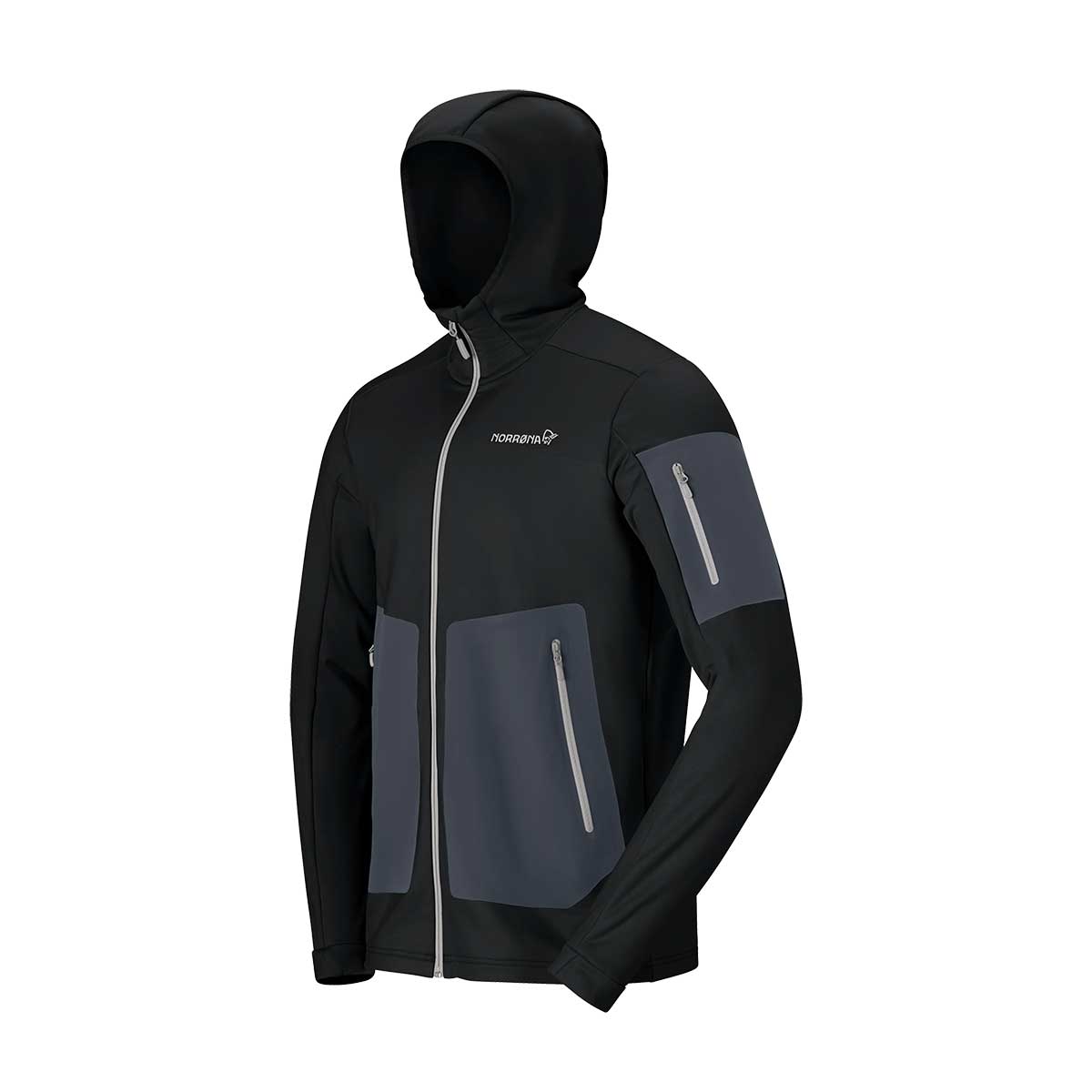 Norrona Falketind Warm2 Stretch Hood Men's in Caviar Black